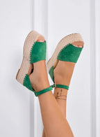 LICIA - Espadrillas beige in camoscio con zeppa e cinturino