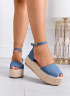LICIA - Espadrillas beige in camoscio con zeppa e cinturino