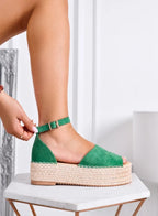 LICIA - Espadrillas beige in camoscio con zeppa e cinturino