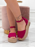 LICIA - Espadrillas beige in camoscio con zeppa e cinturino